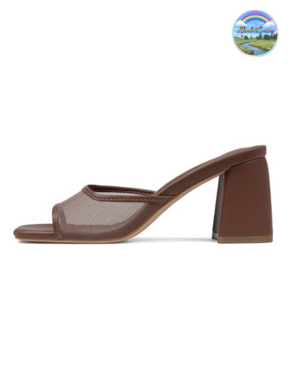 Women's Mesh Block Heel Sandals Open Square Toe Slip On Dressy Mules